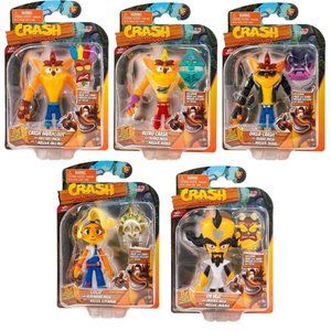Full Set (5) Crash Bandicoot 5” Action Figures Wave 1 Crash Coco Dr Neo